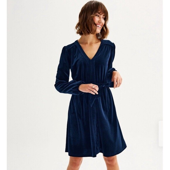 NEW Draper James Blue  Velvet Wrap Dress Size 2XL Long Sleeve W/Pockets - Picture 10 of 16